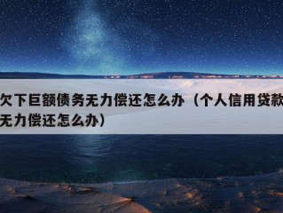 欠下巨额债务无力偿还怎么办（个人信用贷款无力偿还怎么办）